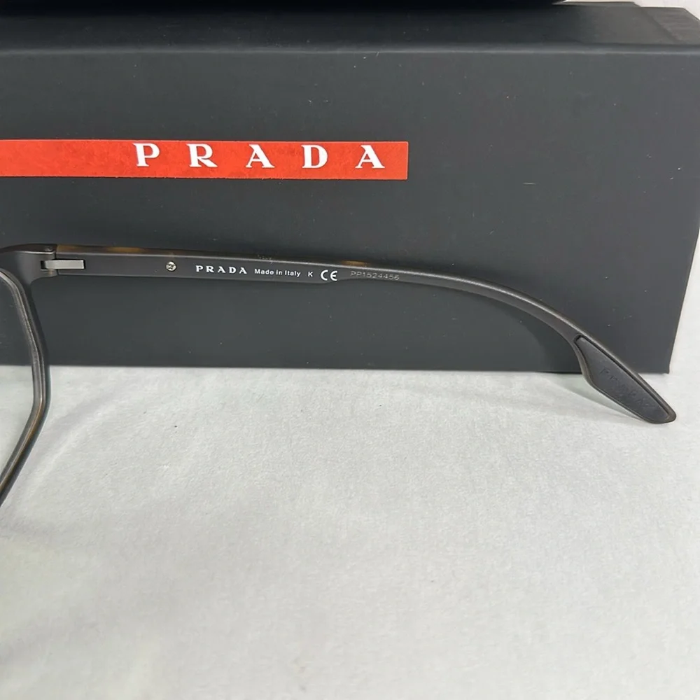 💯 Authentic-Prada Linea Rossa Demo Geometric Men's Eyeglasses PS 03MV 5641O1 53. - Picture 10 of 11